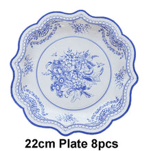 Load image into Gallery viewer, Chinese Style Blue and White Porcelain Paper Plates Tray Floral Party Picnic Wedding Birthday Children Disposable Tableware Dish