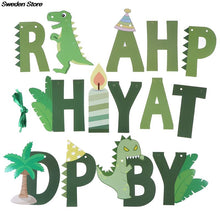 Load image into Gallery viewer, Dinosaur Birthday DIY Garland Happy Birthday Banners Roar Dino Party Decor Balloons Wild One 1st Boy Birthday Party Decorations