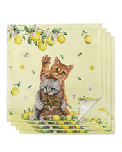 Load image into Gallery viewer, 4pcs Summer Fresh Lemon Indigo Square 50cm Table Napkin Party Wedding Decoration Table Cloth Kitchen Dinner Serving Napkins