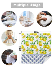 Load image into Gallery viewer, 4pcs Summer Fresh Lemon Indigo Square 50cm Table Napkin Party Wedding Decoration Table Cloth Kitchen Dinner Serving Napkins