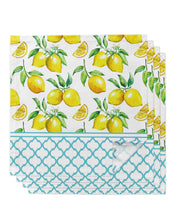 Load image into Gallery viewer, 4pcs Summer Fresh Lemon Indigo Square 50cm Table Napkin Party Wedding Decoration Table Cloth Kitchen Dinner Serving Napkins