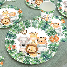 Load image into Gallery viewer, Jungle Animal Tableware Wild One Birthday Party Decor Boys Forest Party Supplies Jungle Safari Theme Party Decor Baby Shower