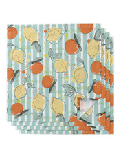 Load image into Gallery viewer, 4pcs Summer Fresh Lemon Indigo Square 50cm Table Napkin Party Wedding Decoration Table Cloth Kitchen Dinner Serving Napkins