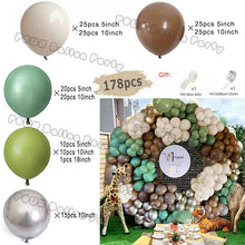 Load image into Gallery viewer, Jungle Safari Party Balloons Green Balloon Garland Arch Kit Wild First Birthday Party Decor Kids Baby Shower Latex Ballon Chain
