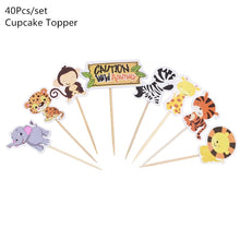 Load image into Gallery viewer, Jungle Birthday Party Decor Animal Palm Leaves Tablecloth Cups Plate Wild One Woodland Safari 1st Kids Birthday Party Decoration