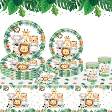 Load image into Gallery viewer, Jungle Animal Tableware Wild One Birthday Party Decor Boys Forest Party Supplies Jungle Safari Theme Party Decor Baby Shower