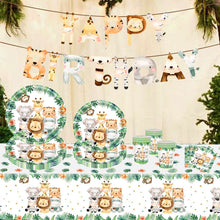 Load image into Gallery viewer, Jungle Animal Tableware Wild One Birthday Party Decor Boys Forest Party Supplies Jungle Safari Theme Party Decor Baby Shower