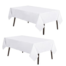 Load image into Gallery viewer, MYSKY HOME 2 Pack White Table Cloths Rectangular Nappe de Table Rectangulaire Table Cloth Machine Washable Polyester Table Cover for Dining Buffet Parties Picnic Weddings, 60x84 Inch