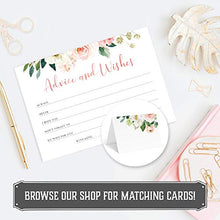 Load image into Gallery viewer, Set of 50 Advice and Wishes Cards - Double Sided Floral Cards, Perfect for the Bride and Groom, Baby Shower, Bridal Shower, Wedding Shower, Graduation Party, Retirement Party, Anniversary