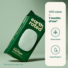 Load image into Gallery viewer, Earth Rated Dog Wipes, New Look, Thick Plant Based Grooming Wipes for Easy Use on Paws, Body and Bum, Unscented, 400 Count
