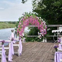 Load image into Gallery viewer, U'Artlines 12 Pack 3.6 Feet Artificial Fake Wisteria Vine Ratta Hanging Garland Silk Flowers String Home Party Wedding Decor (12, Purple Red)