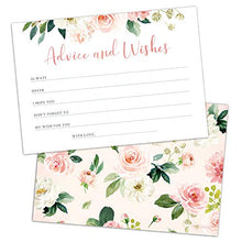 Load image into Gallery viewer, Set of 50 Advice and Wishes Cards - Double Sided Floral Cards, Perfect for the Bride and Groom, Baby Shower, Bridal Shower, Wedding Shower, Graduation Party, Retirement Party, Anniversary