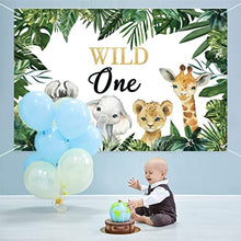 Load image into Gallery viewer, Safari Wild One Backdrop Frist Birthday Party Banner Birthday Decorations Boy 1st Birthday Party Supplies Welcome Sign for Indoor Outdoor