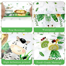 Load image into Gallery viewer, 2Pieces Boy Jungle Safari Birthday Party Baby Shower Tablecovers Table Cloth Decorations, Large Size 108×54 Inch Rectangular Plastic Sage Green Cute Animals Theme Party Supplies