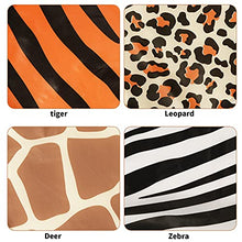 Load image into Gallery viewer, 4 Pcs Animal Safari Tablecloth Zoo Theme Table Cover Jungle Theme Supplies for Safari Birthday Decorations, Baby Shower, Safari Jungle Party ( Leopard, Zebra, Deer, Tiger Pattern)
