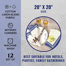 Load image into Gallery viewer, FINGERCRAFT Cloth Napkins Set of 12 Cotton Linen Blend Printed Dinner Napkins Perfect for Parties Dinners Weddings Cocktail Napkins Cloth 20x20 (Set of 12, Lemon Leaf Print)