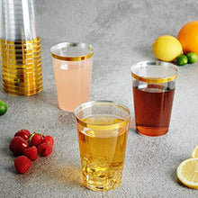 Load image into Gallery viewer, Chris.W 50 Pack Gold Plastic Cups 12 Oz, Clear Plastic Cups Tumblers, Elegant Wedding Cups Recyclable BPA Free, Cocktail Glasses Disposable Party Cups for Graduation Ceremony Christmas Birthday