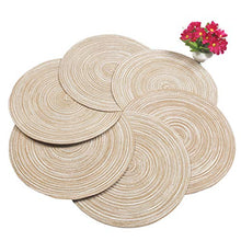 Load image into Gallery viewer, SHACOS Round Braided Placemats Set of 6 Washable Round Placemats for Kitchen Table 15 inch Round Table Mats (Beige, 6)