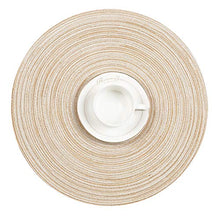 Load image into Gallery viewer, SHACOS Round Braided Placemats Set of 6 Washable Round Placemats for Kitchen Table 15 inch Round Table Mats (Beige, 6)