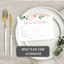 Load image into Gallery viewer, Set of 50 Advice and Wishes Cards - Double Sided Floral Cards, Perfect for the Bride and Groom, Baby Shower, Bridal Shower, Wedding Shower, Graduation Party, Retirement Party, Anniversary