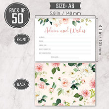 Load image into Gallery viewer, Set of 50 Advice and Wishes Cards - Double Sided Floral Cards, Perfect for the Bride and Groom, Baby Shower, Bridal Shower, Wedding Shower, Graduation Party, Retirement Party, Anniversary