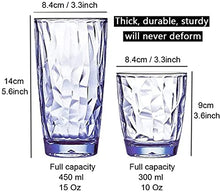 Load image into Gallery viewer, 10 Oz 8-Piece Premium Unbreakable Drinking Glasses Plastic Tumblers Dishwasher Safe BPA Free Small Acrylic Juice Glasses for Kids Plastic Water Glasses (Blue)
