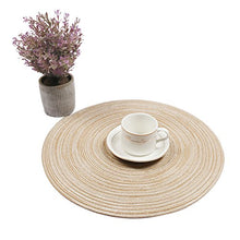 Load image into Gallery viewer, SHACOS Round Braided Placemats Set of 6 Washable Round Placemats for Kitchen Table 15 inch Round Table Mats (Beige, 6)