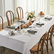 Load image into Gallery viewer, MYSKY HOME 2 Pack White Table Cloths Rectangular Nappe de Table Rectangulaire Table Cloth Machine Washable Polyester Table Cover for Dining Buffet Parties Picnic Weddings, 60x84 Inch