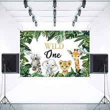 Load image into Gallery viewer, Safari Wild One Backdrop Frist Birthday Party Banner Birthday Decorations Boy 1st Birthday Party Supplies Welcome Sign for Indoor Outdoor