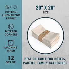 Load image into Gallery viewer, Dinner Cloth Napkins, Cotton Linen Blend 12 Pack Natural Premium Quality, Mitered Corners for Every Day Use Napkins are Pre Shrunk and Good Absorbency Christmas Cloth Napkins Ivory