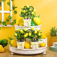 Load image into Gallery viewer, Jexine 3 Set Lemon Decor Lemon Tiered Tray Decor Artificial Lemon Plant Farmhouse Home Decor Mini Fake Plants Mini Vases Tiered Tray Greenery Accessory