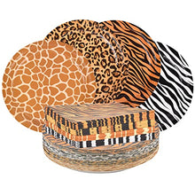 Load image into Gallery viewer, Gatherfun Jungle Zoo Animal Print Party Supplies, Disposable Jungle Safari Animal Print Paper Plates and Napkins for Birthday Party, Baby Shower and Jungle Safari Themed Party, Serve 48