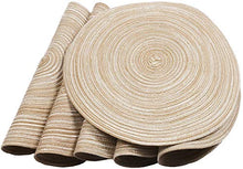 Load image into Gallery viewer, SHACOS Round Braided Placemats Set of 6 Washable Round Placemats for Kitchen Table 15 inch Round Table Mats (Beige, 6)