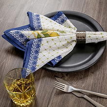 Load image into Gallery viewer, FINGERCRAFT Cloth Napkins Set of 12 Cotton Linen Blend Printed Dinner Napkins Perfect for Parties Dinners Weddings Cocktail Napkins Cloth 20x20 (Set of 12, Lemon Leaf Print)