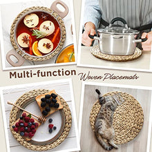 Load image into Gallery viewer, (Sizes:12"-13'') BLUEWEST Woven Placemats (Set of 10), Round Placemats RattPlacemats, Wicker Water Hyacinth Placemats, Round Braided Placemats Set, Heat Resistant/Durable for Plate (13'', Set 10)
