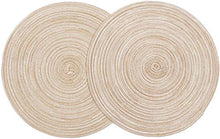 Load image into Gallery viewer, SHACOS Round Braided Placemats Set of 6 Washable Round Placemats for Kitchen Table 15 inch Round Table Mats (Beige, 6)