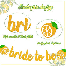 Load image into Gallery viewer, Bride-to-Be Banner for Lemon Citrus Lemonade Theme Bridal Shower Engagement Bachelorette Wedding Party Supplies Gold Sparkle Decorations PRE-Strung