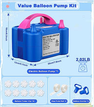 Load image into Gallery viewer, ID IDAODAN Electric Balloon Pump Portable Blue Dual Nozzle Electric Air Balloon Blower Pump 110V 600W Electric Balloon Inflator for Party Decorations