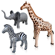 Load image into Gallery viewer, GUGELIVES Big Jungle Safari Theme Party Inflatable 3D Animal Balloons for Baby Shower Kids Wild One Woodland Forest Birthday Partys Decorations (M, Zebra+Elephant+Giraffe)