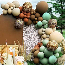Load image into Gallery viewer, Flunyina Animal Jungle Safari Balloon Arch Garland Kit Giraffe Leopard Pattern Foil Balloons Brown Sage Beige Latex Balloons Zoo Animals Wild Animal Sage Green Gold Olive Birthday Decorations
