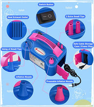 Load image into Gallery viewer, ID IDAODAN Electric Balloon Pump Portable Blue Dual Nozzle Electric Air Balloon Blower Pump 110V 600W Electric Balloon Inflator for Party Decorations