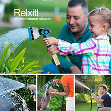 Load image into Gallery viewer, Relxitl Expandable Garden Hose 50ft Water Hose Solid Brass Fittings, 10 Function Sprayer Nozzle Flexible Expanding Garden Hose with Hanger Water Pipe (50ft, Black)