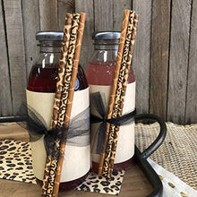 Load image into Gallery viewer, Outside the Box Papers Safari Theme Animal Print Paper Drinking Straws 7.75 Inches 75 Pack Black, Brown, Tan