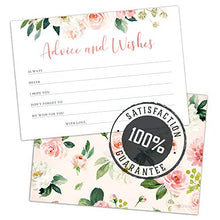 Load image into Gallery viewer, Set of 50 Advice and Wishes Cards - Double Sided Floral Cards, Perfect for the Bride and Groom, Baby Shower, Bridal Shower, Wedding Shower, Graduation Party, Retirement Party, Anniversary