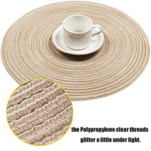 Load image into Gallery viewer, SHACOS Round Braided Placemats Set of 6 Washable Round Placemats for Kitchen Table 15 inch Round Table Mats (Beige, 6)