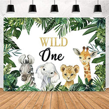 Load image into Gallery viewer, Safari Wild One Backdrop Frist Birthday Party Banner Birthday Decorations Boy 1st Birthday Party Supplies Welcome Sign for Indoor Outdoor