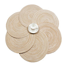 Load image into Gallery viewer, SHACOS Round Braided Placemats Set of 6 Washable Round Placemats for Kitchen Table 15 inch Round Table Mats (Beige, 6)