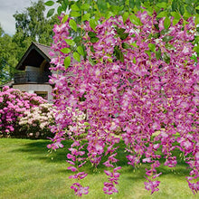 Load image into Gallery viewer, U'Artlines 12 Pack 3.6 Feet Artificial Fake Wisteria Vine Ratta Hanging Garland Silk Flowers String Home Party Wedding Decor (12, Purple Red)