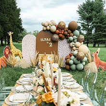 Load image into Gallery viewer, Flunyina Animal Jungle Safari Balloon Arch Garland Kit Giraffe Leopard Pattern Foil Balloons Brown Sage Beige Latex Balloons Zoo Animals Wild Animal Sage Green Gold Olive Birthday Decorations