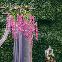 Load image into Gallery viewer, U'Artlines 12 Pack 3.6 Feet Artificial Fake Wisteria Vine Ratta Hanging Garland Silk Flowers String Home Party Wedding Decor (12, Purple Red)